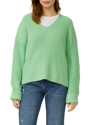 Strickpullover mit V-Ausschnitt im Relaxed Fit - 7269-GREEN - Grün