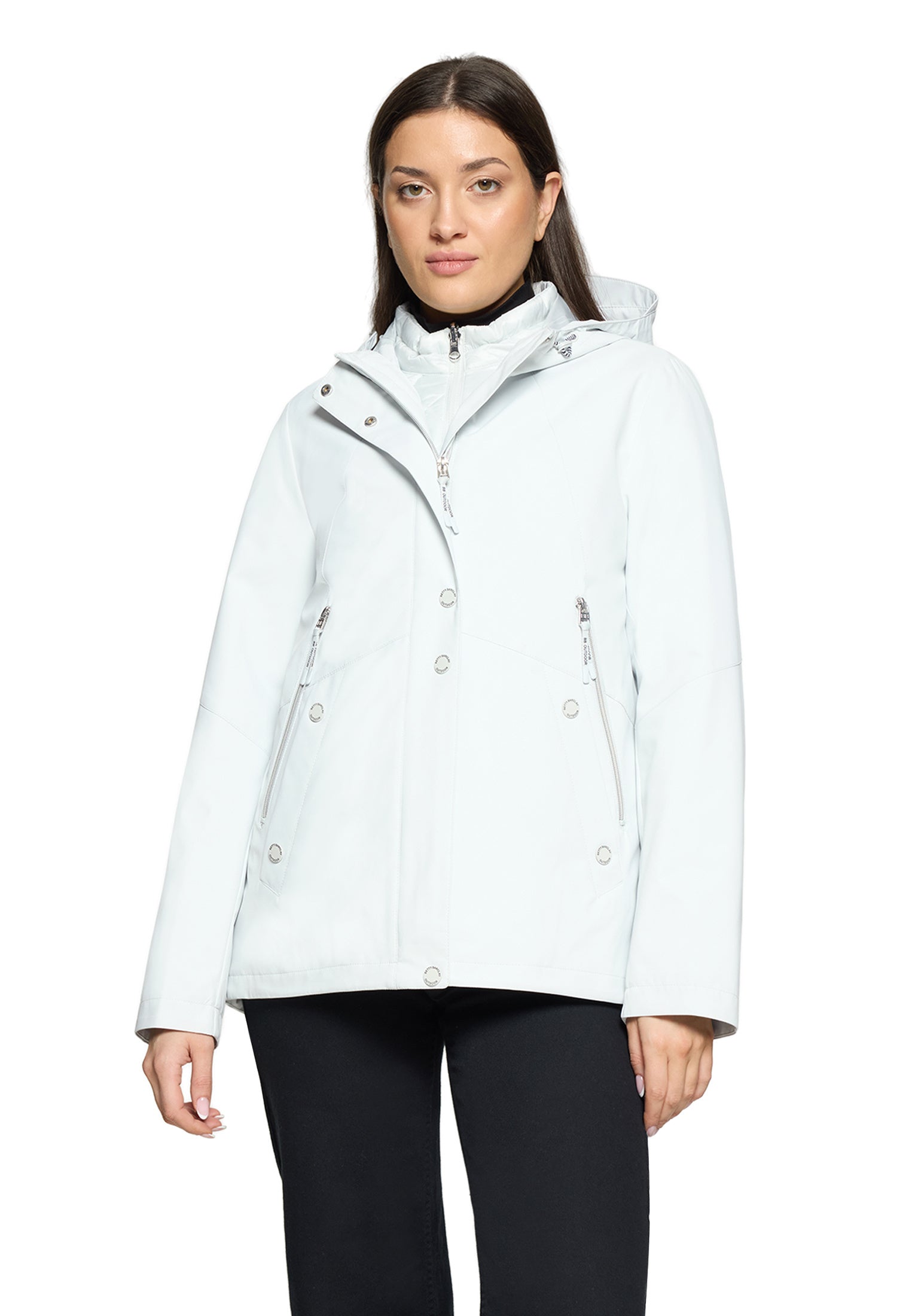 Übergangsjacke mit Kapuze - 9078-Glacier White - Grau