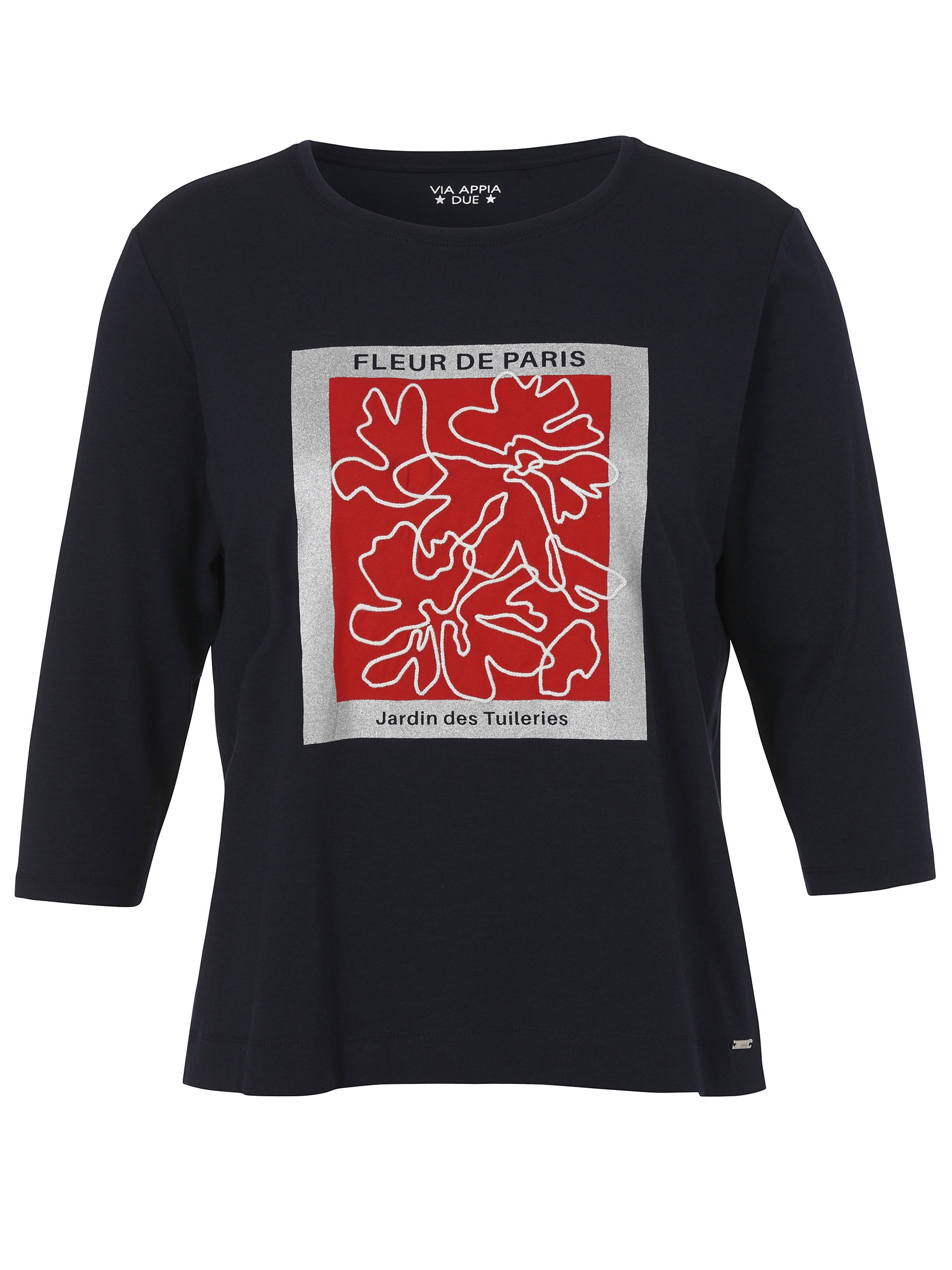 T-Shirt aus Baumwollmix - 803-marine multicolor - Blau