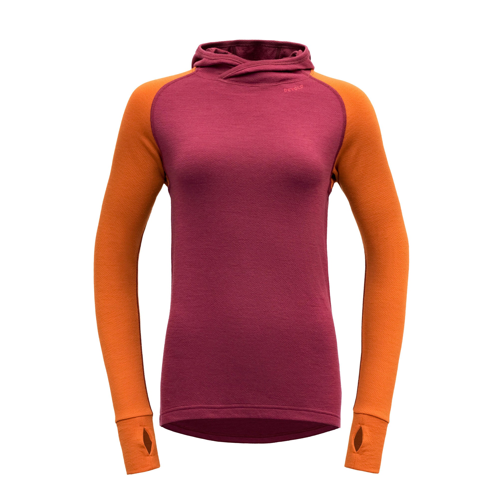 Hoodie aus Merinowolle - 740B-BEETROOT/FLAME - Orange