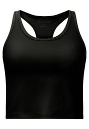 Geripptes Crop-Top - 0001 - Schwarz
