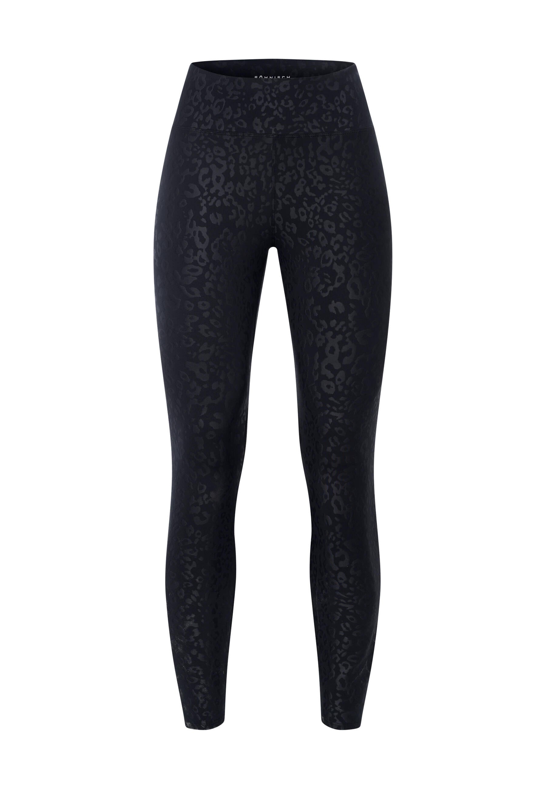 Leggings mit Leoprint - T519 - Schwarz
