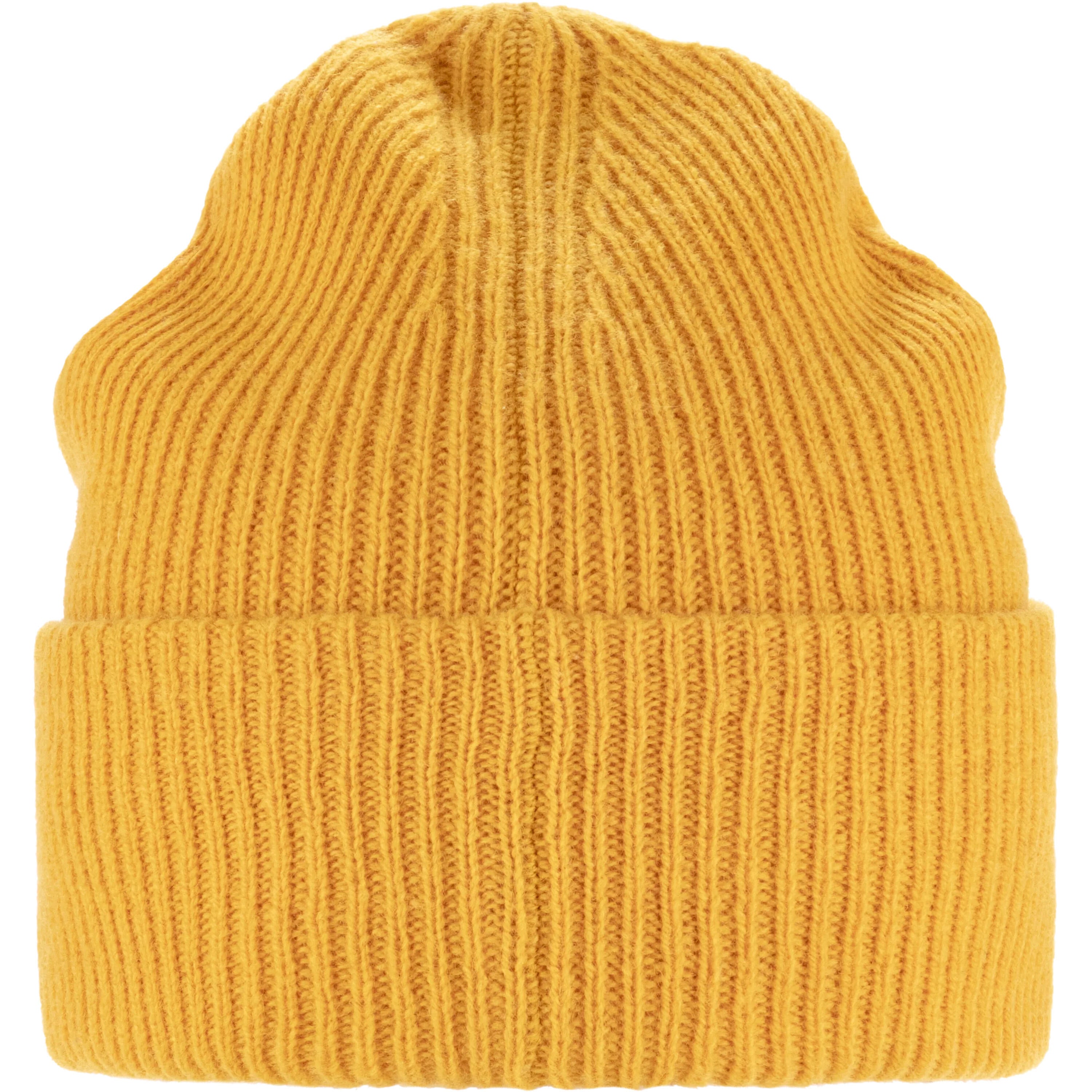Rippstrickmütze aus Lammwolle - 161-Mustard Yellow - Gelb