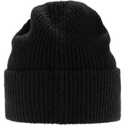 Rippstrickmütze aus Lammwolle - 550-Black - Schwarz