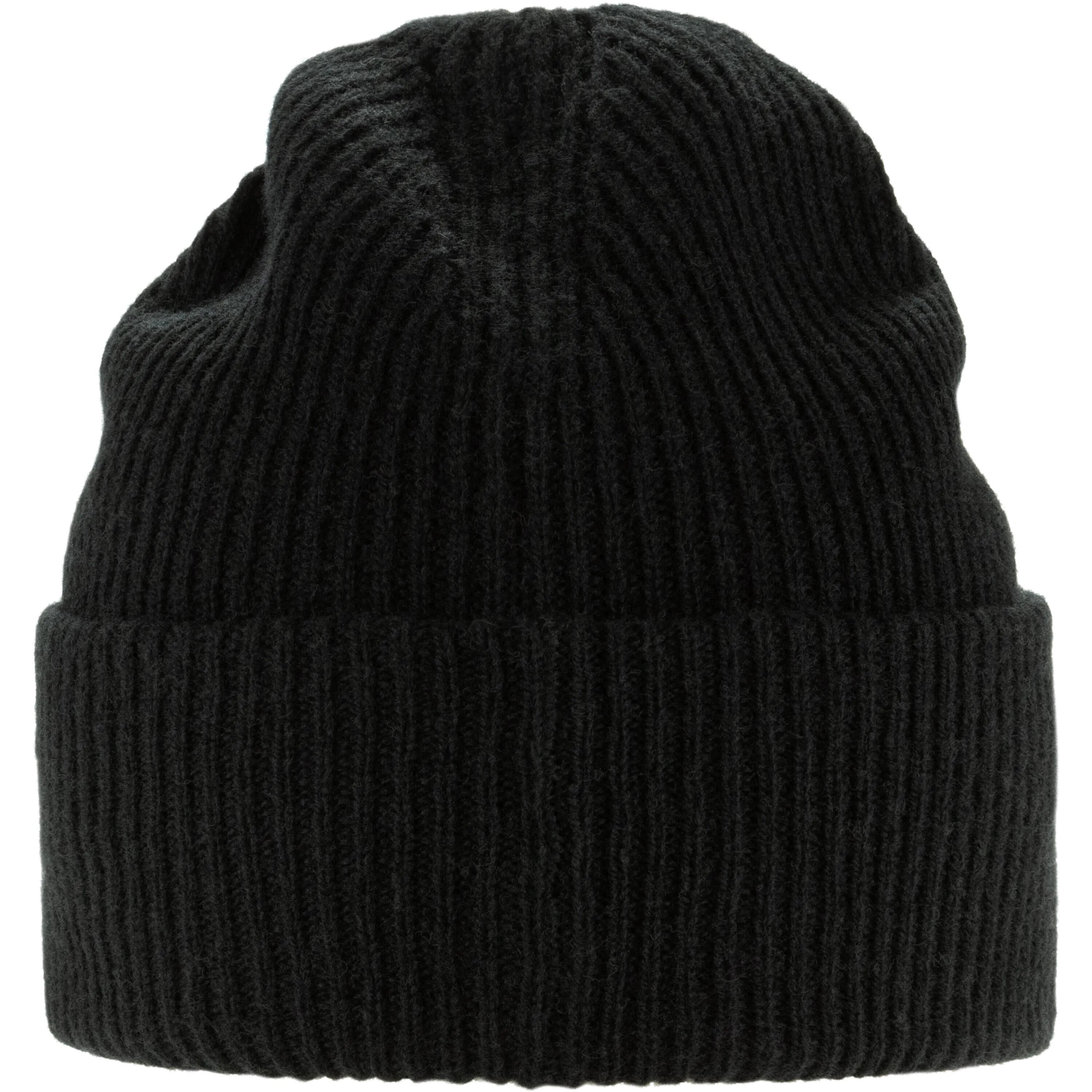 Rippstrickmütze aus Lammwolle - 550-Black - Schwarz