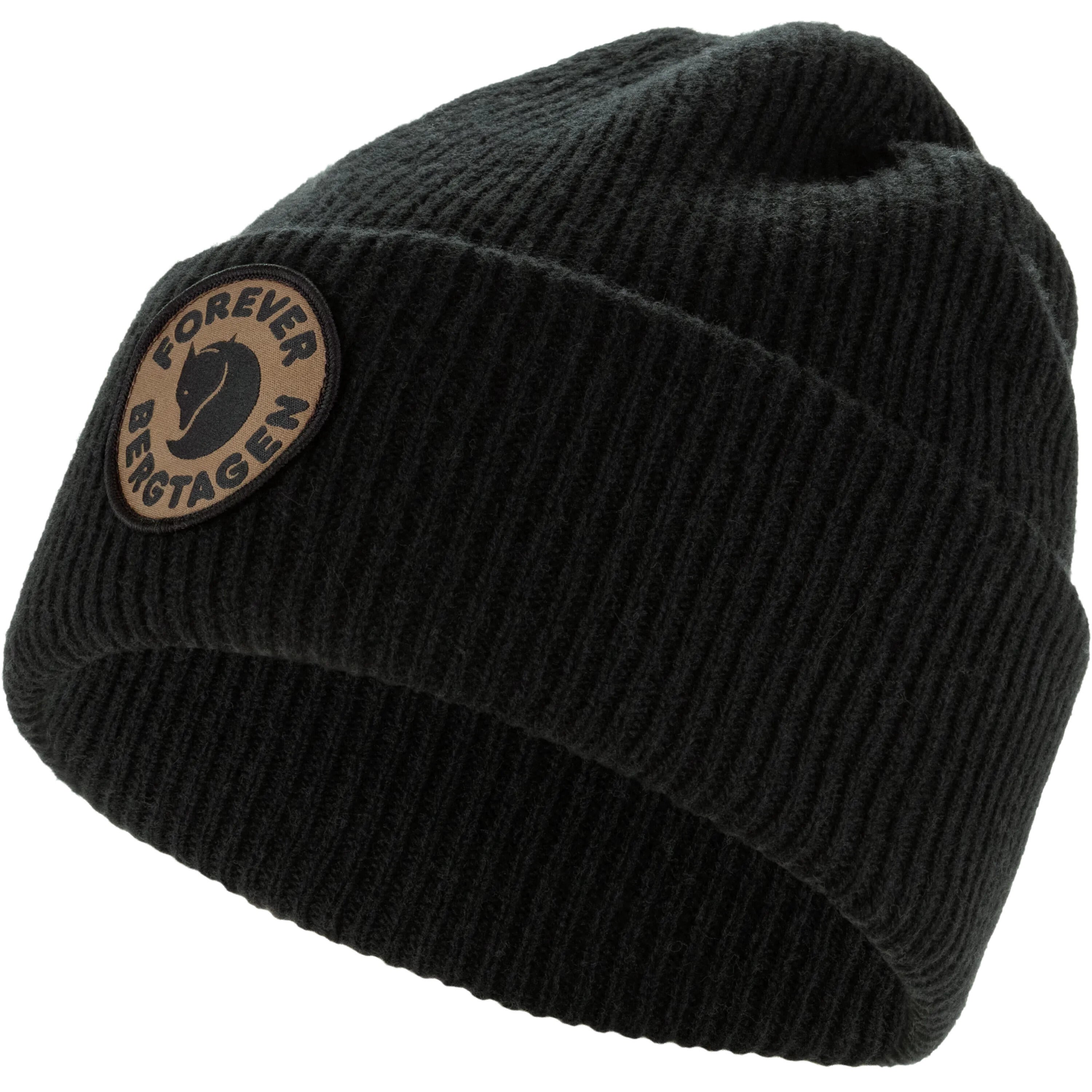 Rippstrickmütze aus Lammwolle - 550-Black - Schwarz