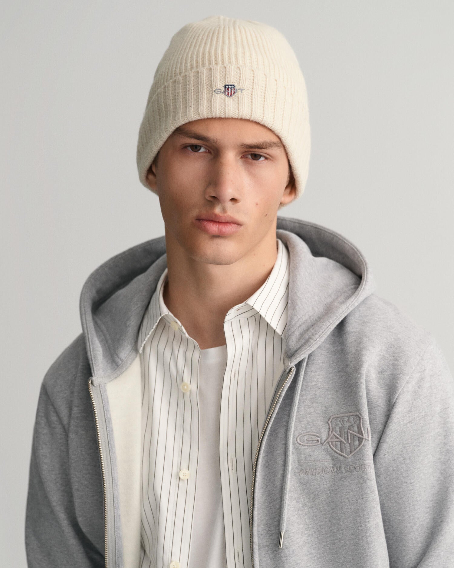 Strickmütze mit Logo - 130-CREAM - Creme