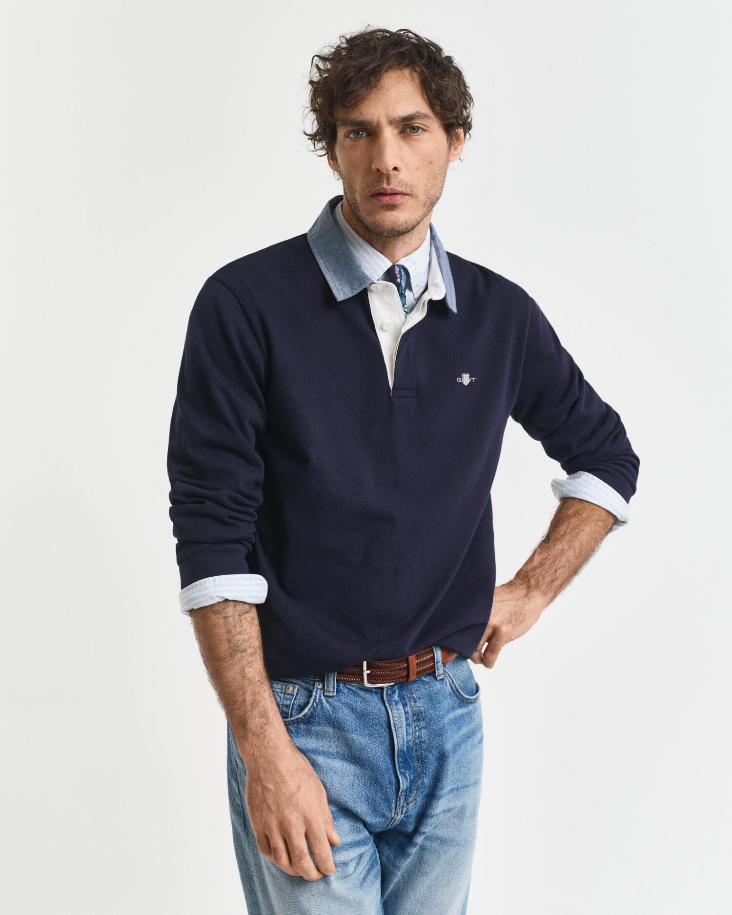 Rugby-Poloshirt Regular Fit - 433-EVENING BLUE - Blau