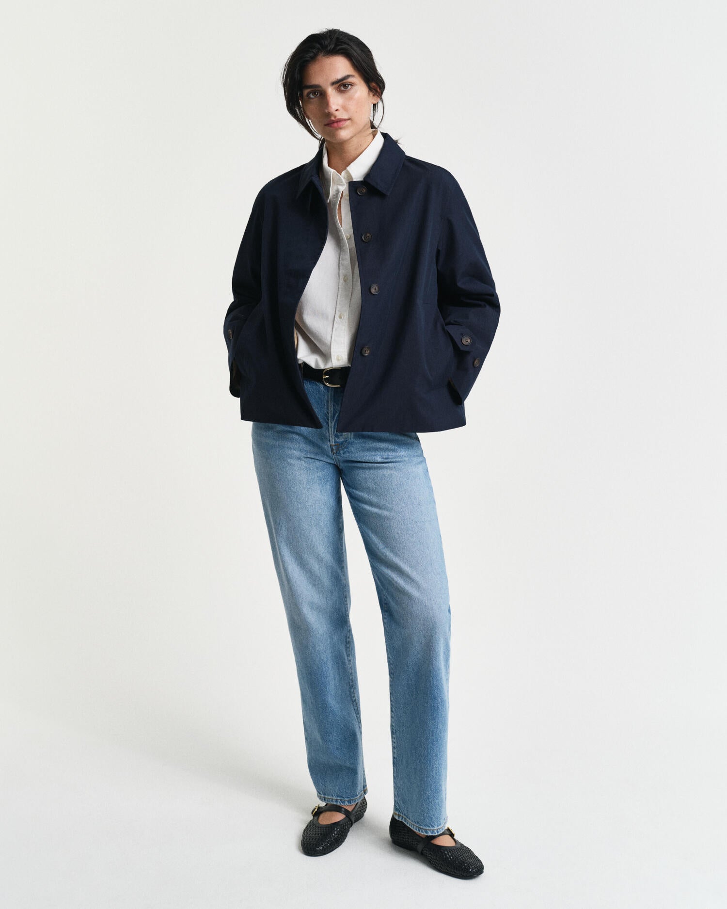 Kurzmantel aus Baumwolle - 433-EVENING BLUE - Blau