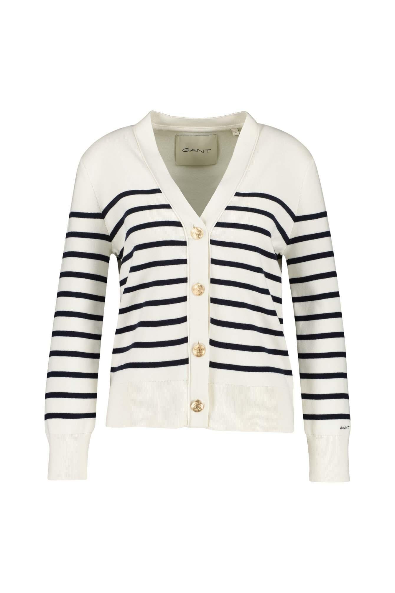 Cardigan gestreift - 113-EGGSHELL - Creme