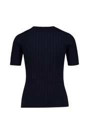 Zopfstrick-Pullover aus Stretch-Baumwolle - 433-EVENING BLUE - Blau