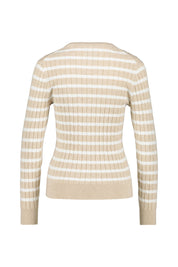 Strickpullover gestreift aus Baumwolle - 299-SEED MELANGE - Beige