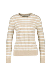 Strickpullover gestreift aus Baumwolle - 299-SEED MELANGE - Beige