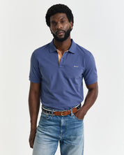 Poloshirt aus Baumwolle - 401-DUSTY NAVY - Blau