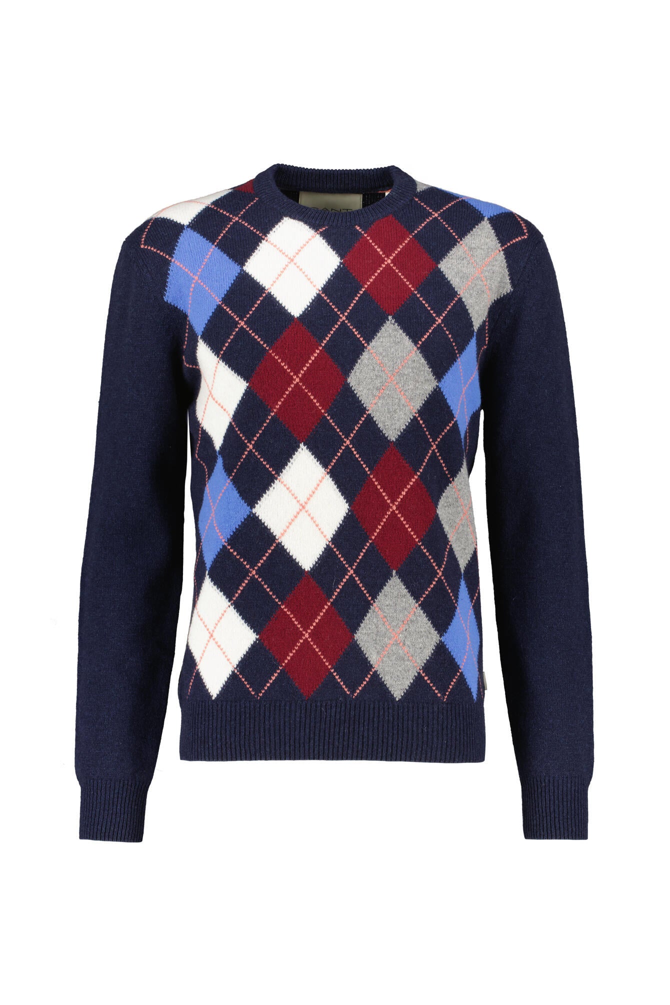 Strickpullover ARGYLE aus Wollmix - 480-DARK NAVY MELANGE - Blau