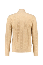 Strickpullover mit Troyerkragen - 296-KHAKI MEL - Braun