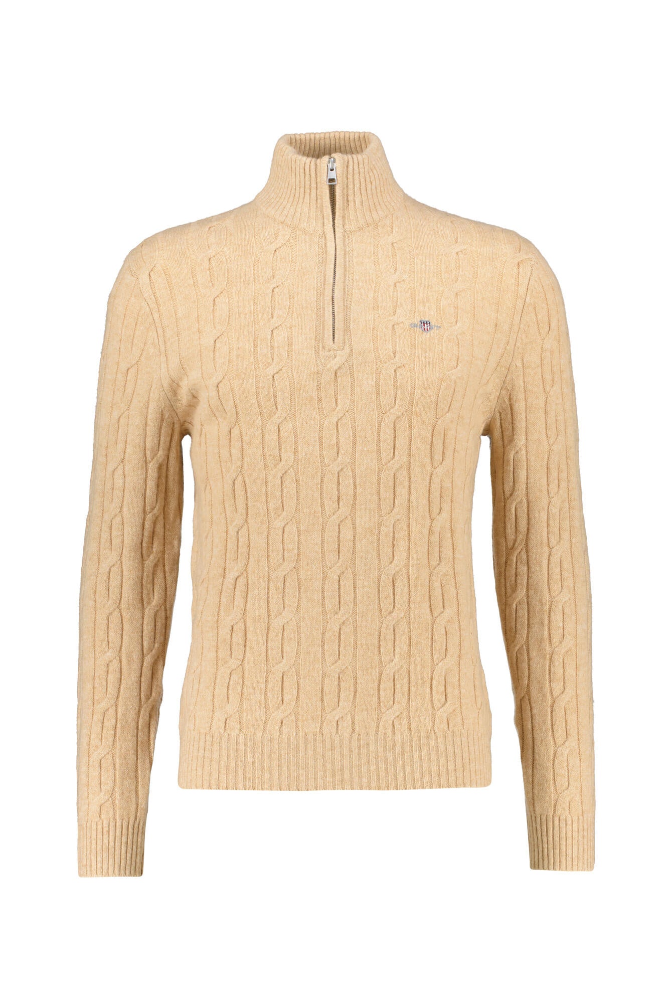 Strickpullover mit Troyerkragen - 296-KHAKI MEL - Braun