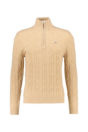 Strickpullover mit Troyerkragen - 296-KHAKI MEL - Braun