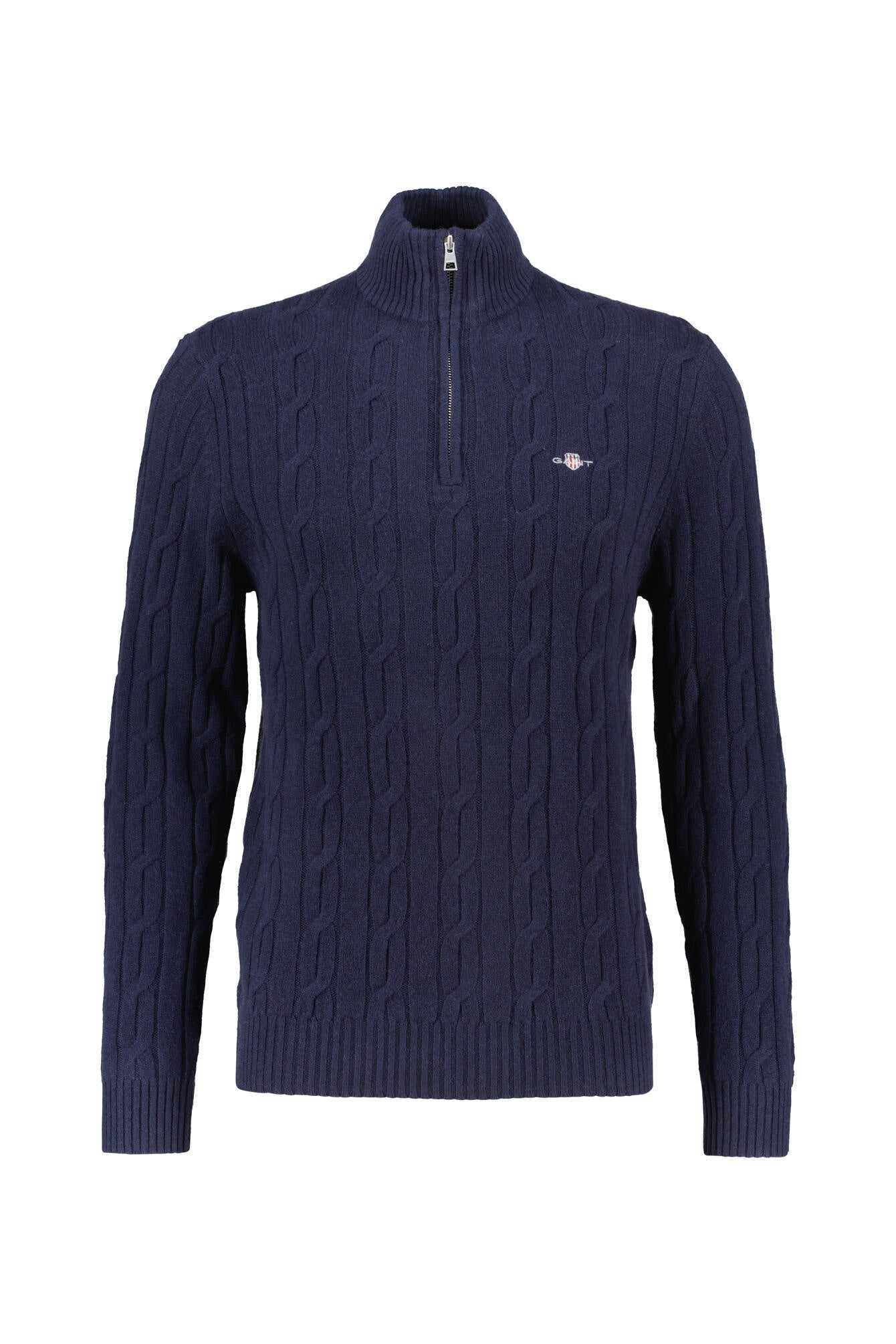 Strickpullover mit Troyerkragen - 433-EVENING BLUE - Blau