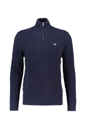 Strickpullover mit Troyerkragen - 433-EVENING BLUE - Blau