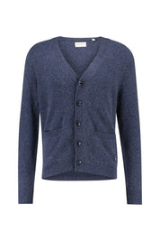 Strickcardigan aus Wollmix - 480-DARK NAVY MELANGE - Blau