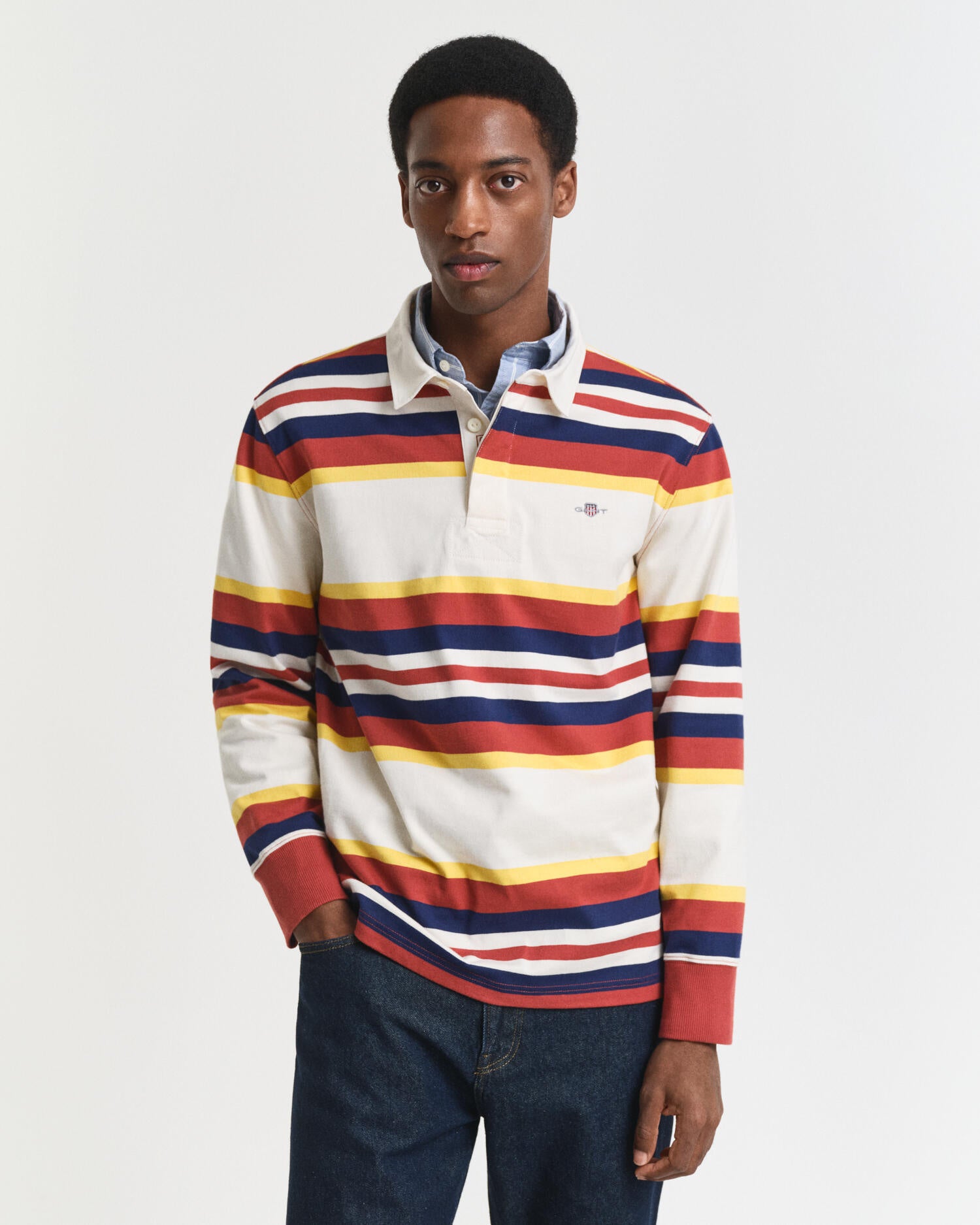 Sweatshirt mit Polokragen - 623-MODERN RUST - Creme
