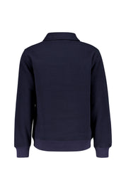 Fleecepullover mit Troyerkragen - 433-EVENING BLUE - Blau