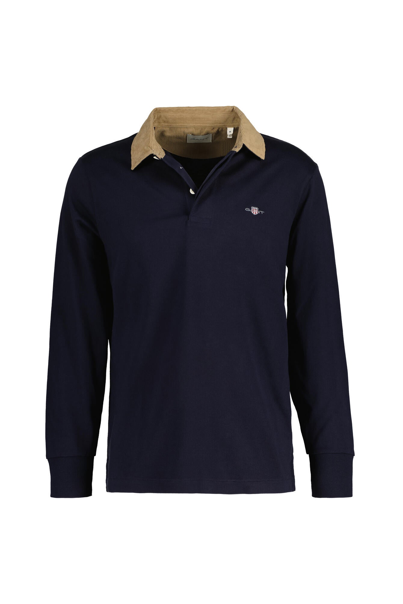 Rugbyshirt mit Cord-Kragen - 433-EVENING BLUE - Blau