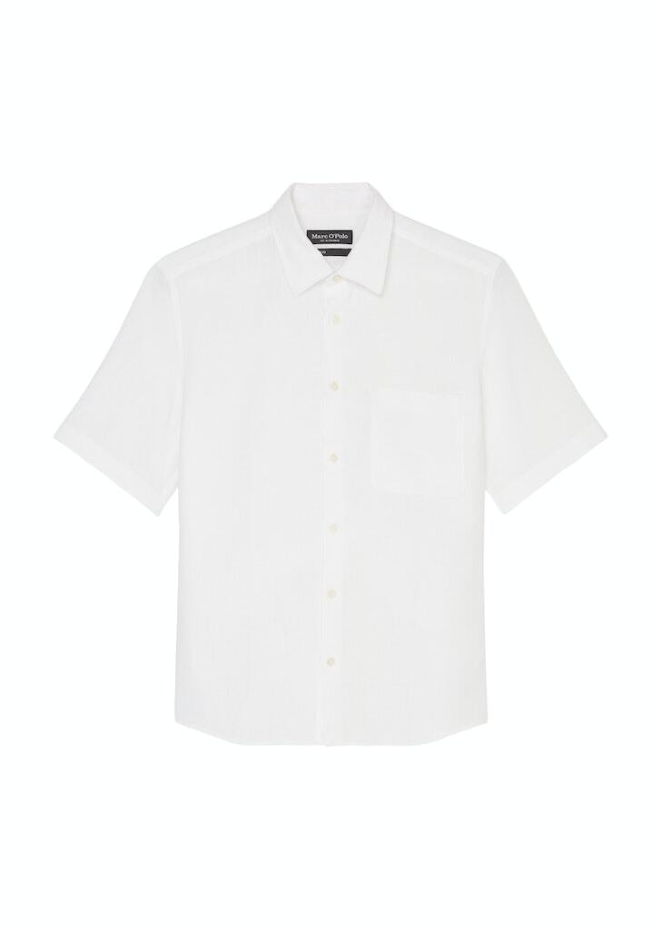 Kurzärmeliges Leinenhemd Regular Fit - 100-white - Weiß