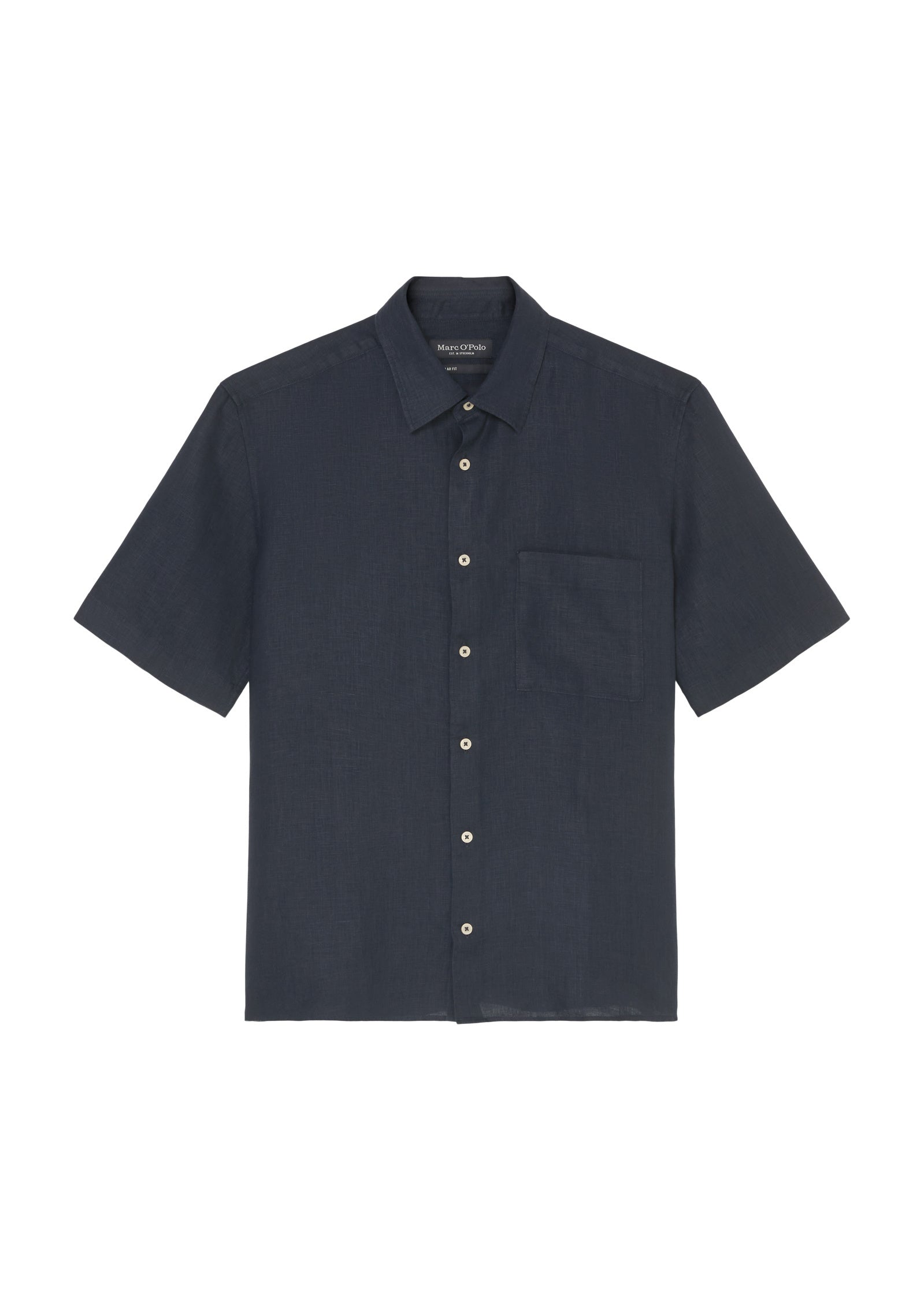 Kurzärmeliges Leinenhemd Regular Fit - 898-dark navy - Blau