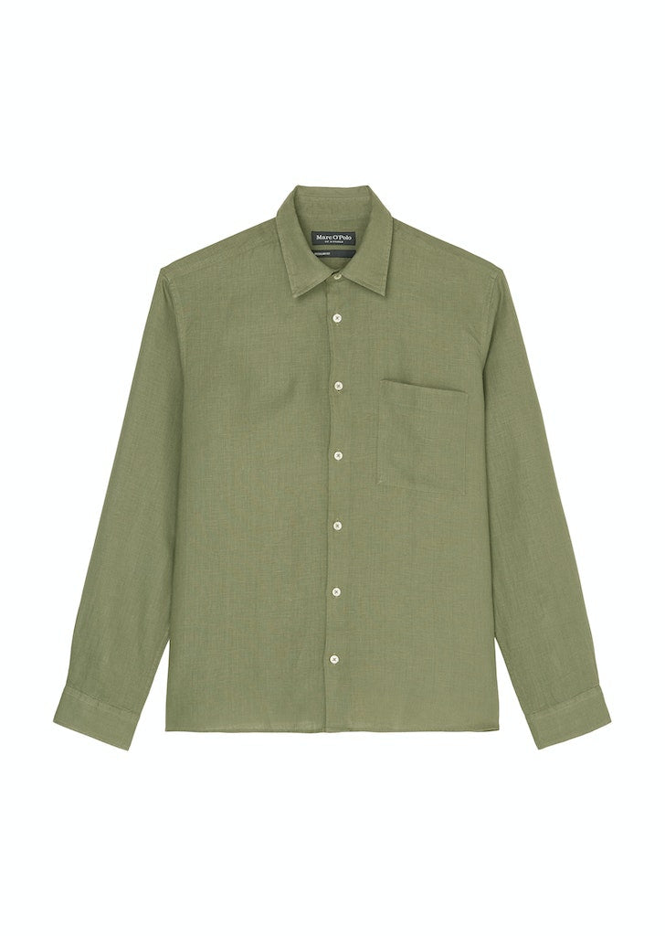 Leinenhemd Regular Fit - 465-olive - Grün