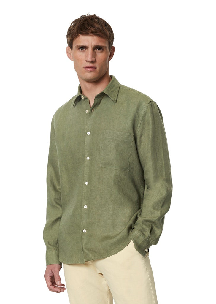 Leinenhemd Regular Fit - 465-olive - Grün