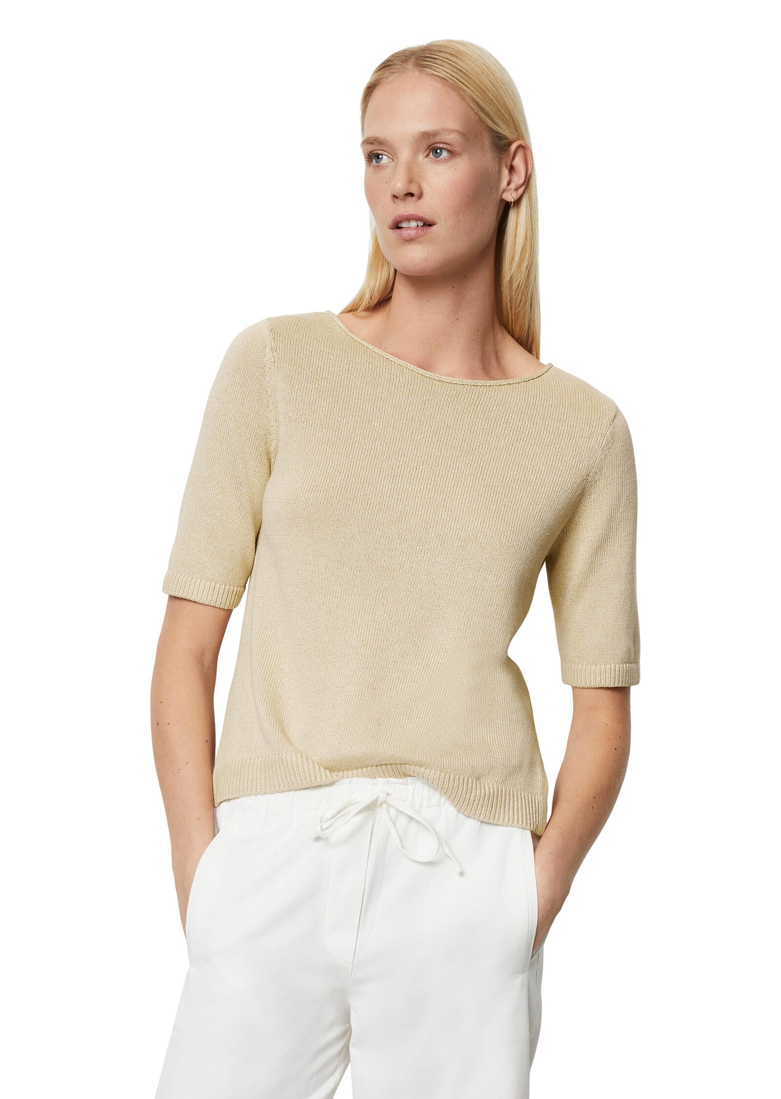 Strickpullover mit Halbarm - 756-dusty field - Beige