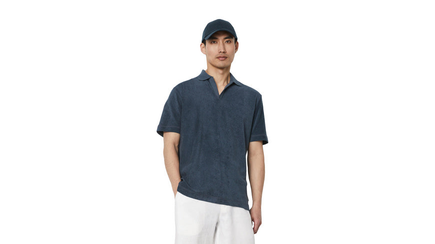 Poloshirt aus Frottee - 849-moon stone - Blau