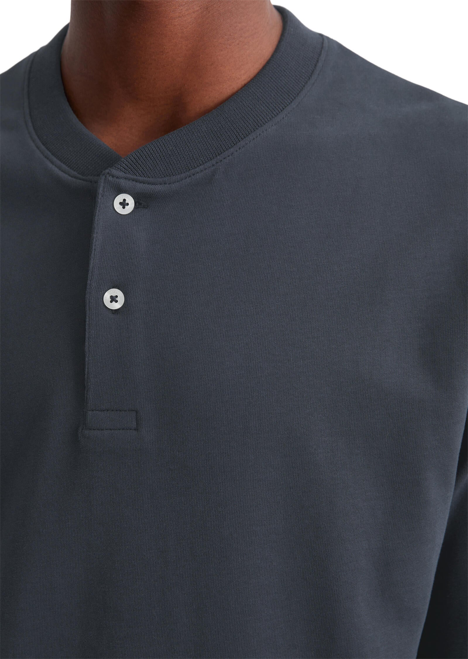 Langarmshirt mit Henleykragen - 898-dark navy - Blau