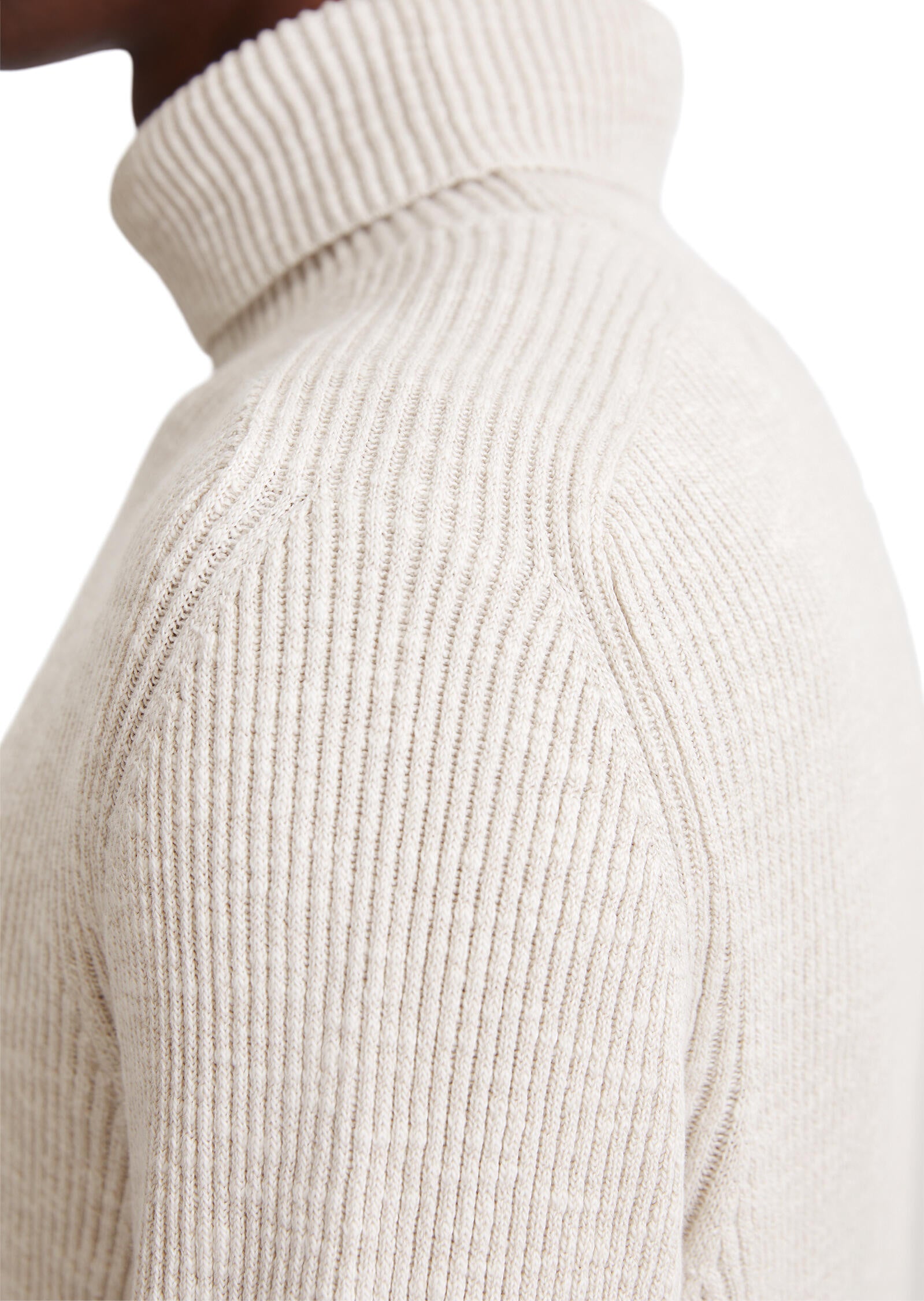 Strickpullover mit Rollkragen - 152-white cotton - Weiß