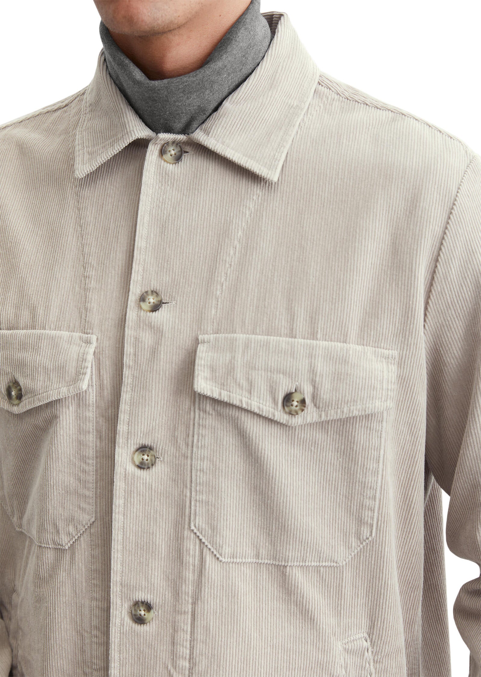 Cordovershirt aus Baumwolle - 913-dapple gray - Grau