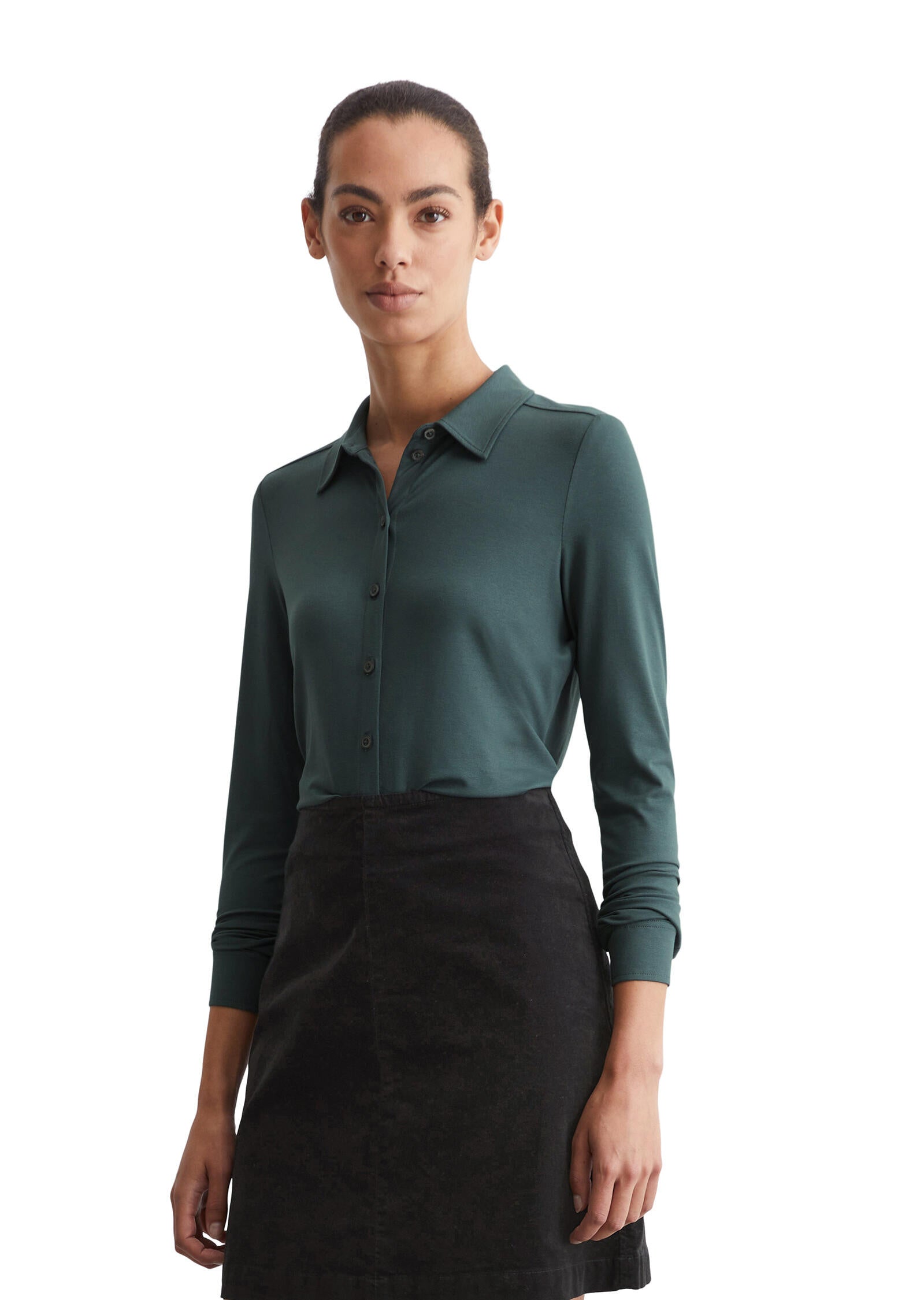 Jersey-Bluse - 482-deep emerald - Grün