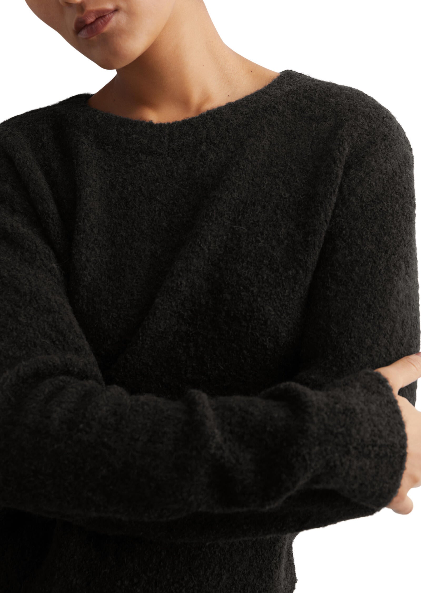 Bouclé-Pullover aus Schurwollmix - 990-black - Schwarz