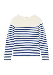 Strickpullover gestreift - J40-striped / natural cotton - Blau