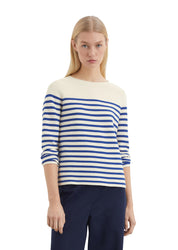 Strickpullover gestreift - J40-striped / natural cotton - Blau