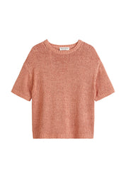 Strick-T-Shirt aus Baumwollmix - 312-mellow peach - Rosa