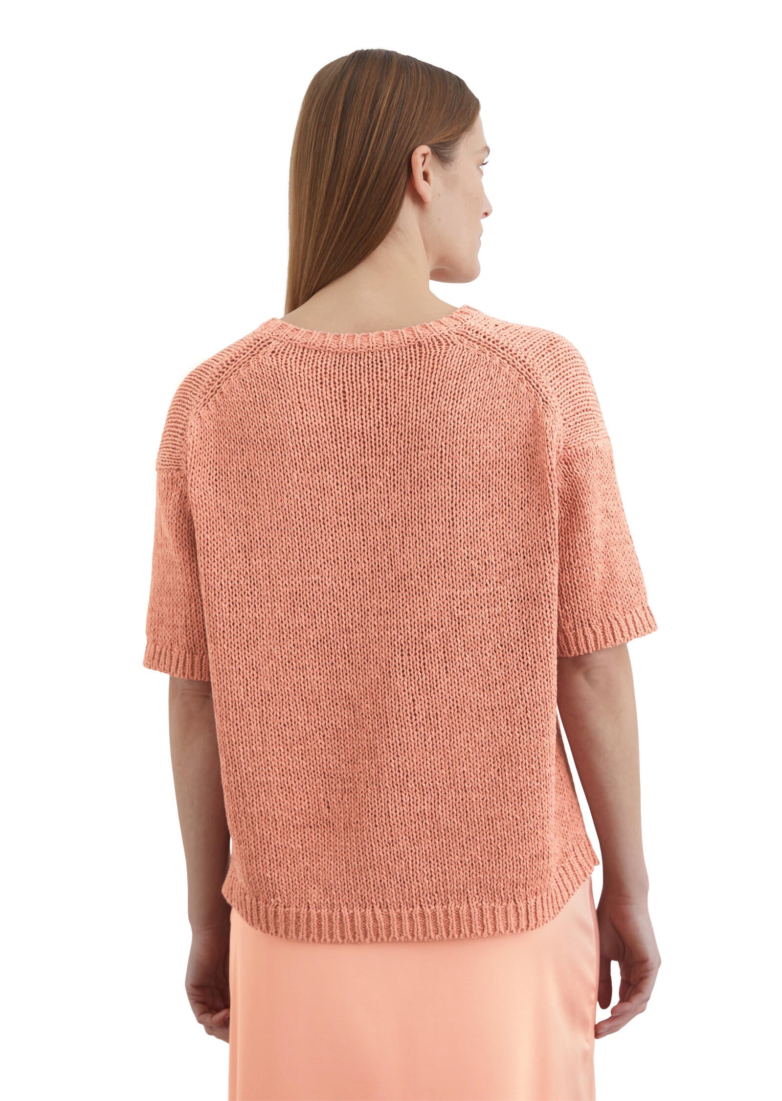 Strick-T-Shirt aus Baumwollmix - 312-mellow peach - Rosa