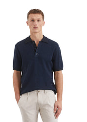 Poloshirt aus Strick - 898-dark navy - Blau