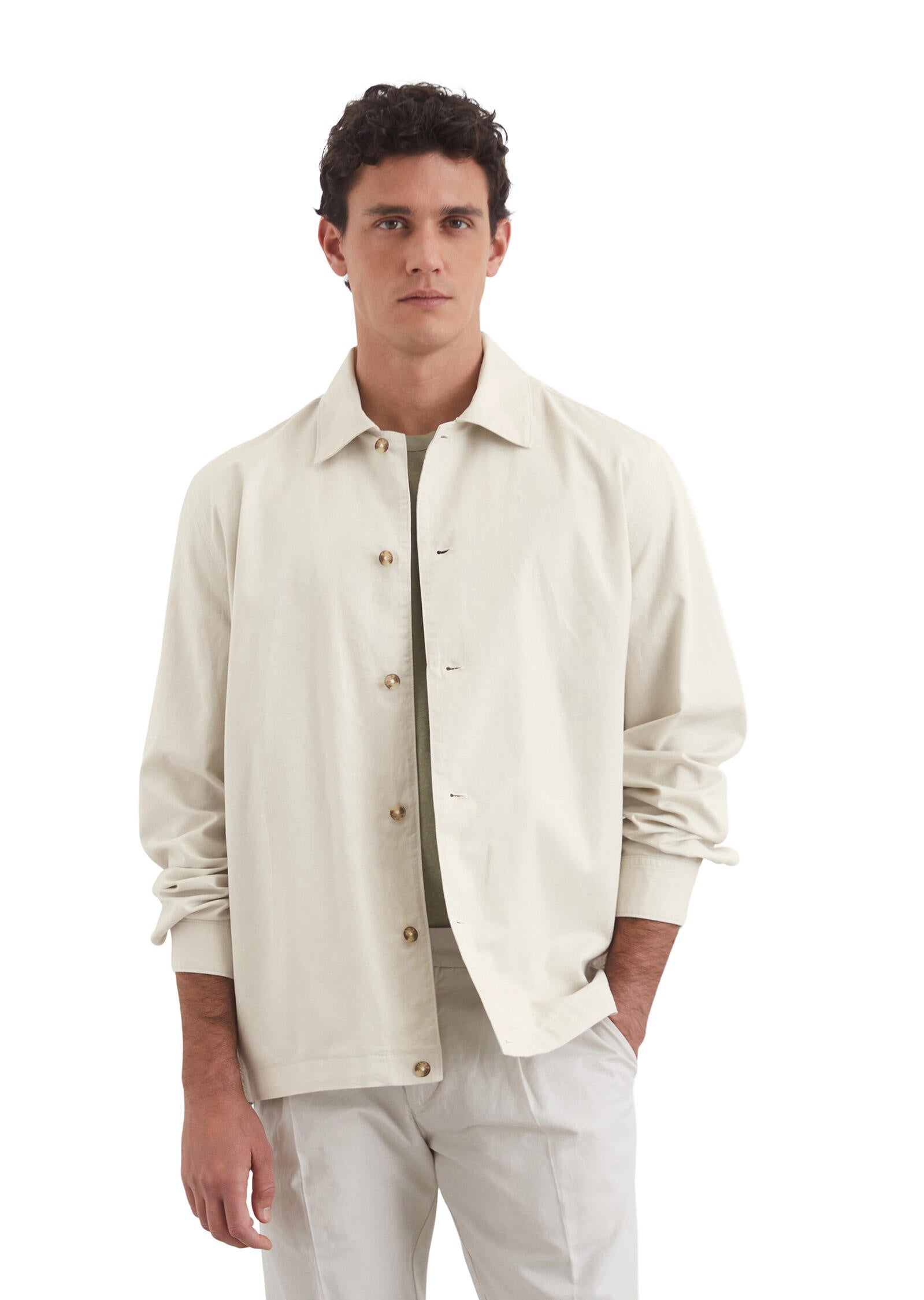 Overshirt aus Baumwolle - 707-gray silk - Beige