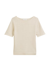 Strick-T-Shirt aus Baumwollmix - 165-natural cotton - Creme