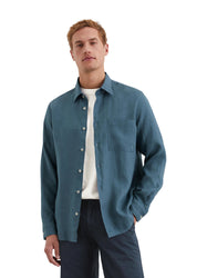 Leinenhemd Regular Fit - 870-storm - Blau