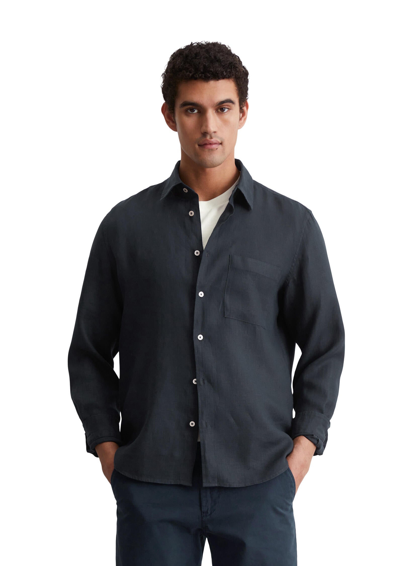 Leinenhemd Regular Fit - 898-dark navy - Blau
