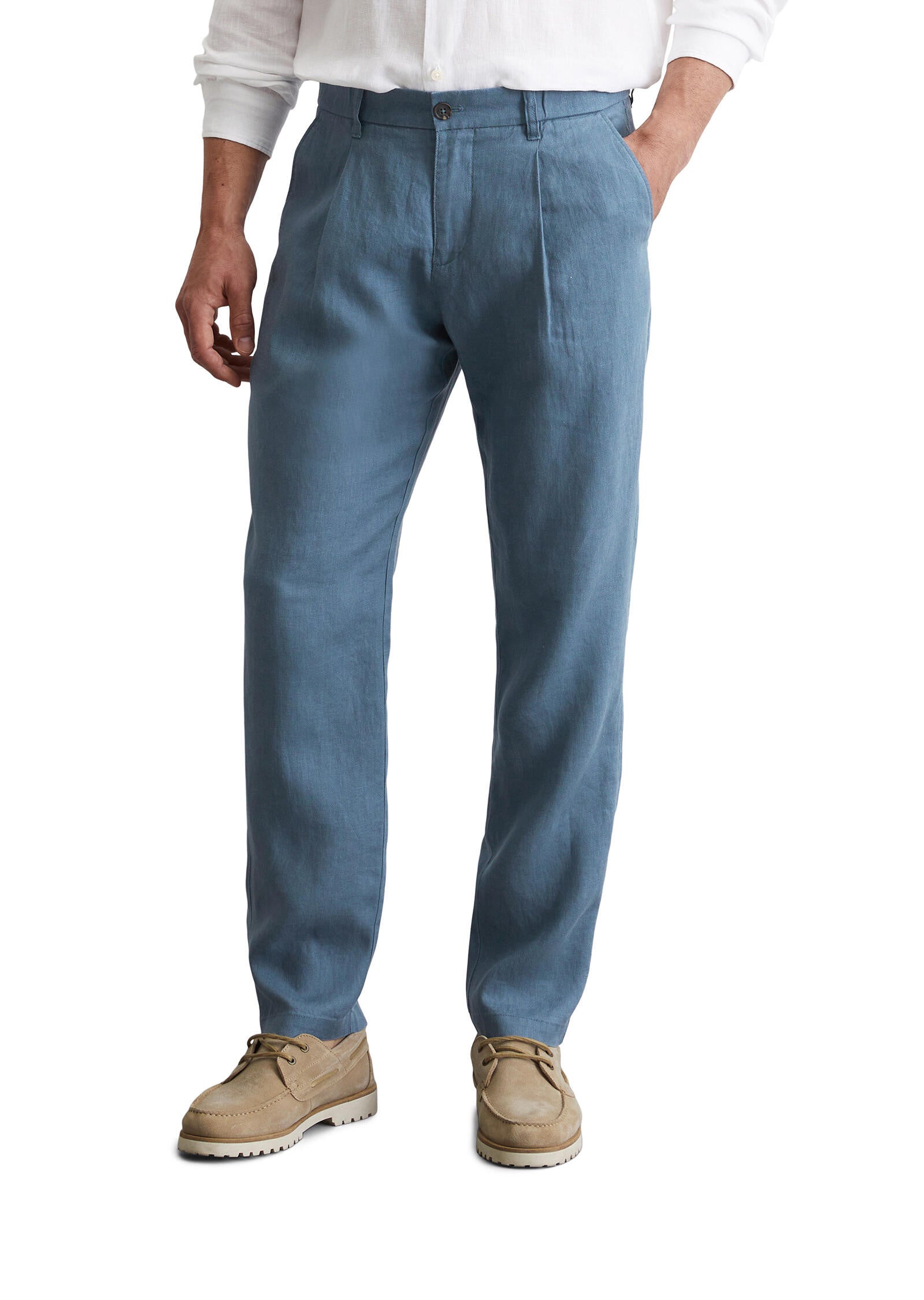Leinenhose OBSY Tapered Fit - 870-storm - Blau