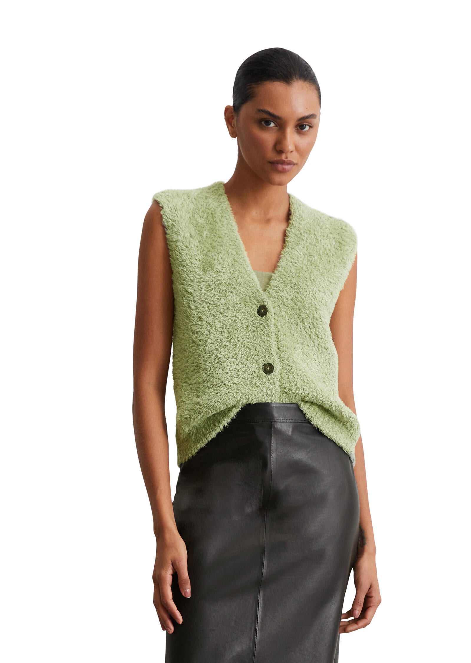 Fuzzy-Knit-Weste - 420-smooth sage - Grün